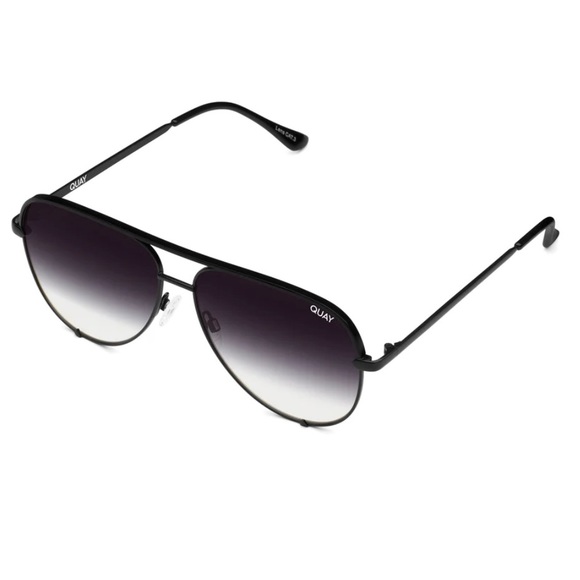 Quay Australia Accessories - Quay Australia High Key Aviator Sunglasses - Black Frame & Black Fade Lens